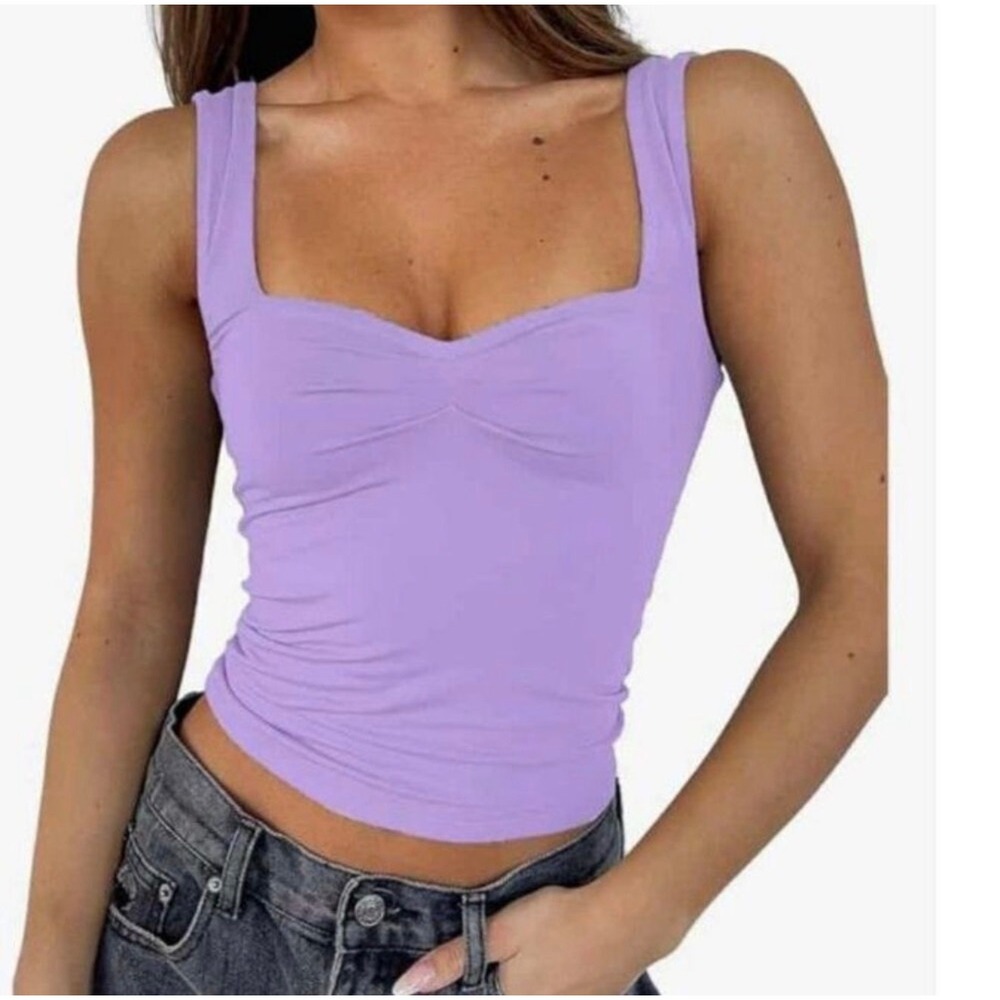 Forefair y2k ruched crop tank top lilac purple